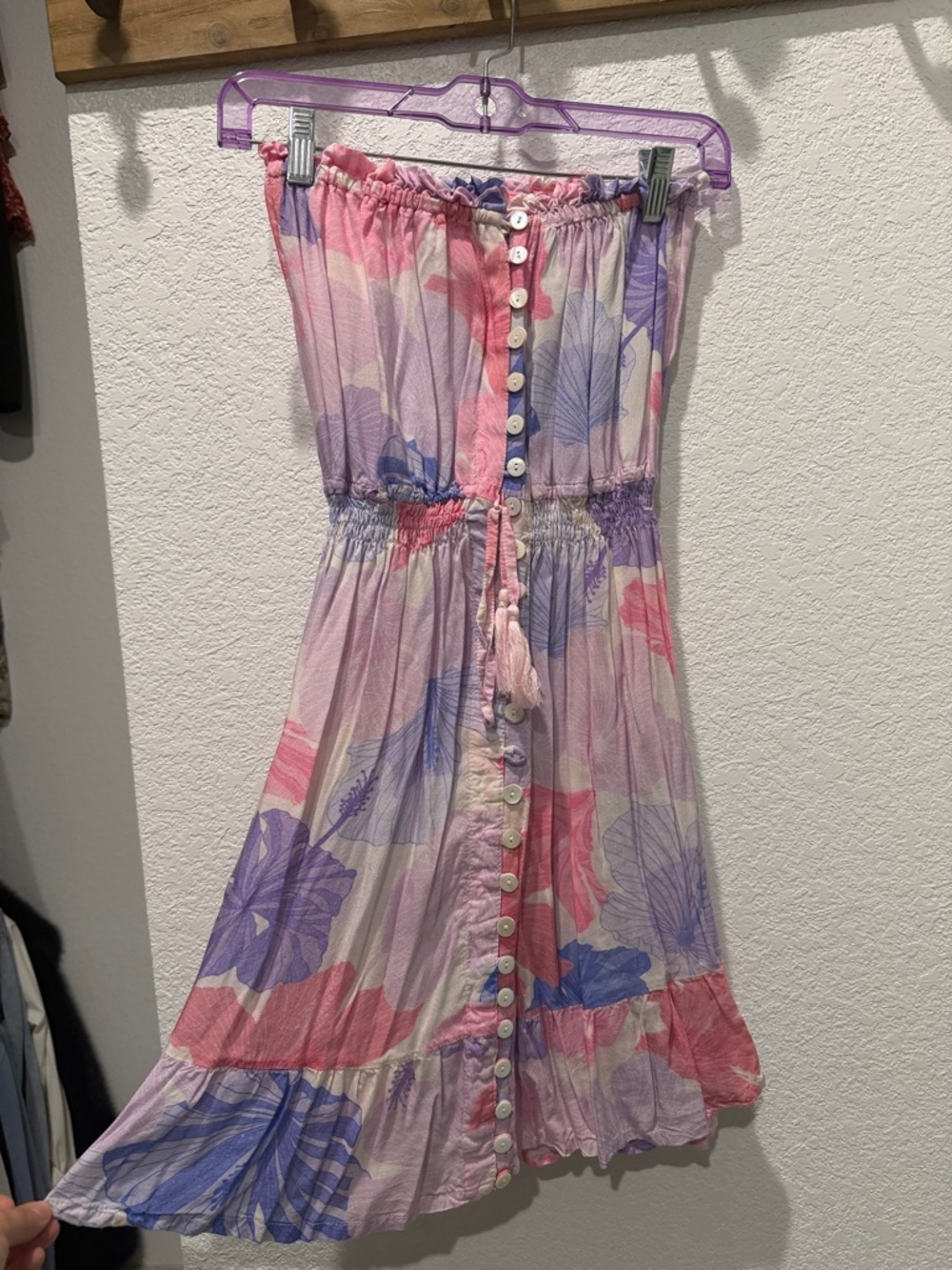 Tiare Hawaii Pink, Purple & Blue Floral Button-Front Sundress